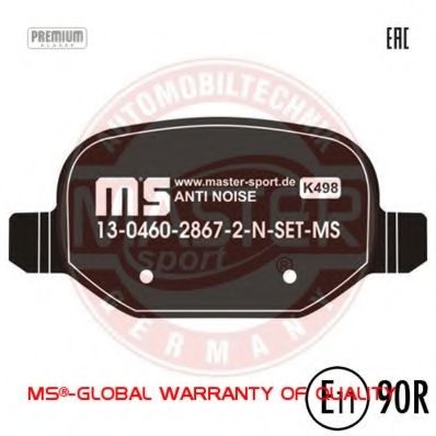 Комплект тормозных колодок, дисковый тормоз MASTER-SPORT 13046028672N-SET-MS