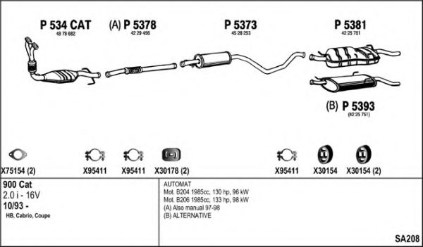 Система выпуска ОГ FENNO SA208