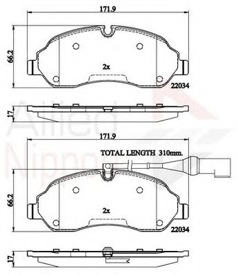 Комплект тормозных колодок, дисковый тормоз COMLINE ADB22214