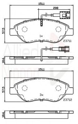 Комплект тормозных колодок, дисковый тормоз COMLINE ADB11222