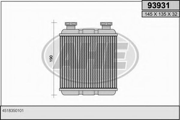 Теплообменник, отопление салона AHE 93931