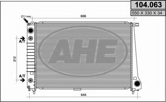 Радиатор, охлаждение двигателя AHE 104.063