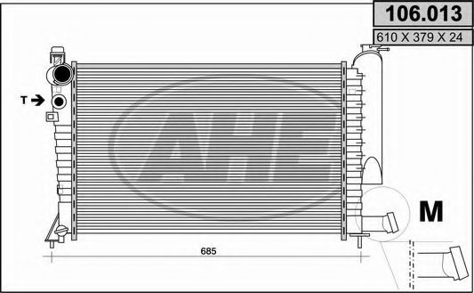 Радиатор, охлаждение двигателя AHE 106.013