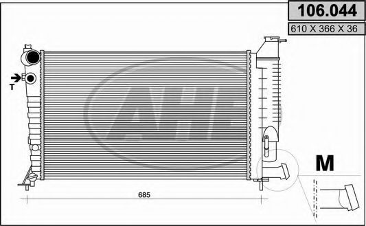 Радиатор, охлаждение двигателя AHE 106.044