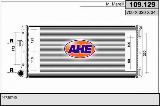 Радиатор, охлаждение двигателя AHE 109.129