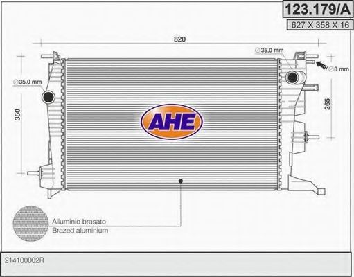 Радиатор, охлаждение двигателя AHE 123.179/A