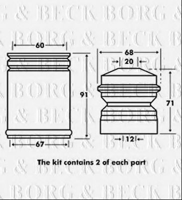Пылезащитный комплект, амортизатор BORG & BECK BPK7027