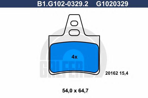 Комплект тормозных колодок, дисковый тормоз GALFER B1.G102-0329.2