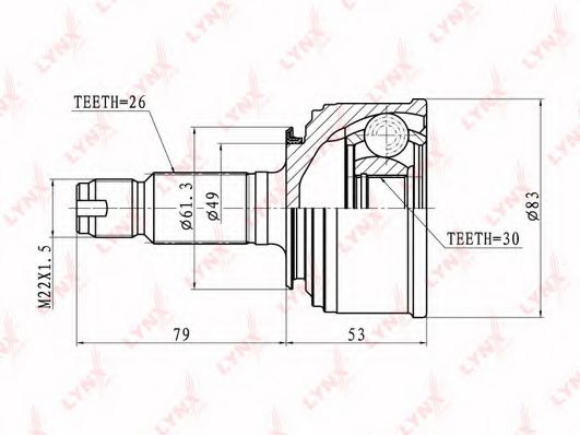 Шарнирный комплект, приводной вал LYNXauto CO-3400