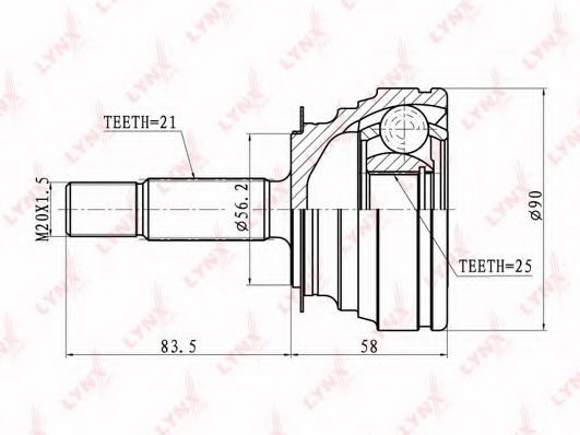 Шарнирный комплект, приводной вал LYNXauto CO-6308
