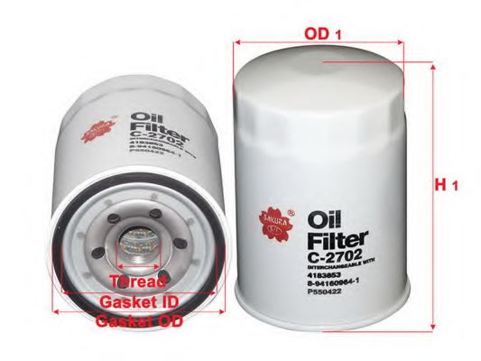 Масляный фильтр SAKURA  Automotive C-2702