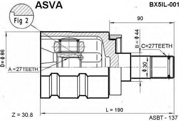 Шарнирный комплект, приводной вал ASVA BX5IL-001