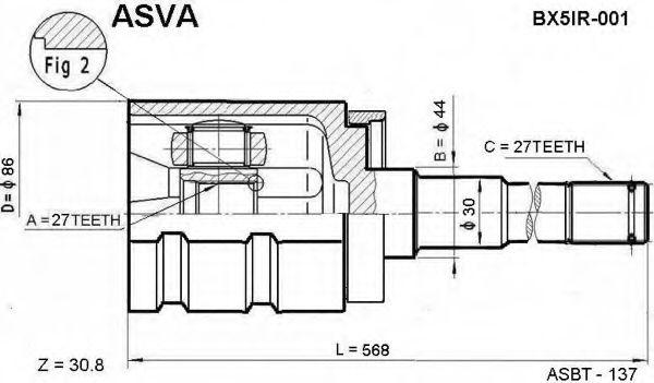 Шарнирный комплект, приводной вал ASVA BX5IR-001