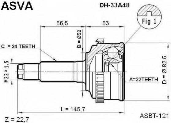 Шарнирный комплект, приводной вал ASVA DH-33A48