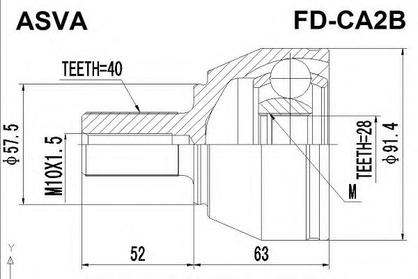 Шарнирный комплект, приводной вал ASVA FD-CA2B