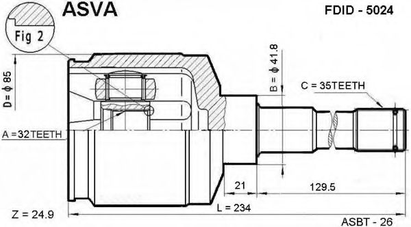 Шарнирный комплект, приводной вал ASVA FDID-5024