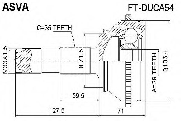 Шарнирный комплект, приводной вал ASVA FT-DUCA54