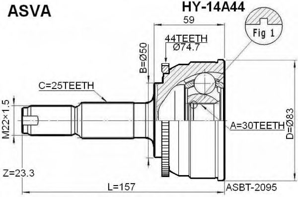 Шарнирный комплект, приводной вал ASVA HY-14A44