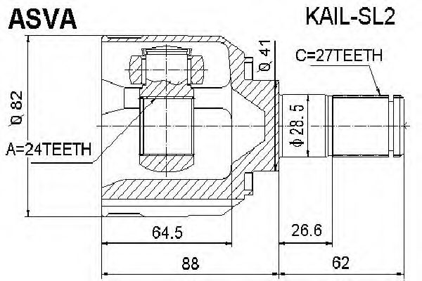 Шарнирный комплект, приводной вал ASVA KAIL-SL2