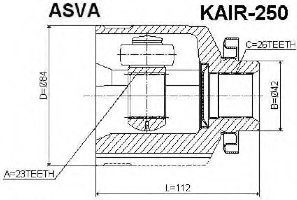 Шарнирный комплект, приводной вал ASVA KAIR-250