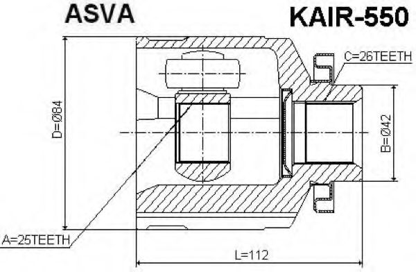 Шарнирный комплект, приводной вал ASVA KAIR-550