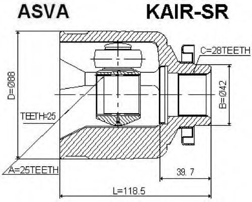 Шарнирный комплект, приводной вал ASVA KAIR-SR