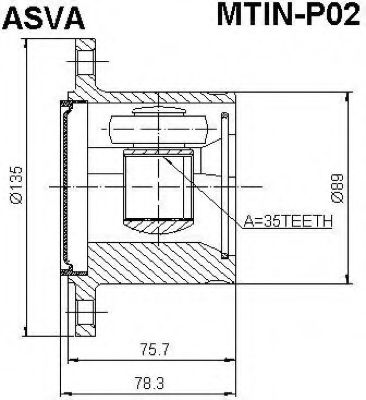 Шарнирный комплект, приводной вал ASVA MTIN-P02