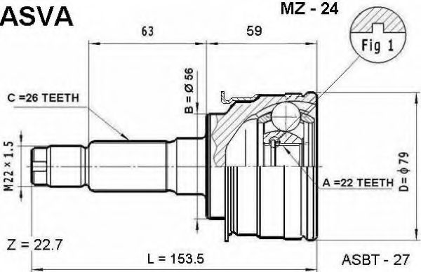 Шарнирный комплект, приводной вал ASVA MZ-24