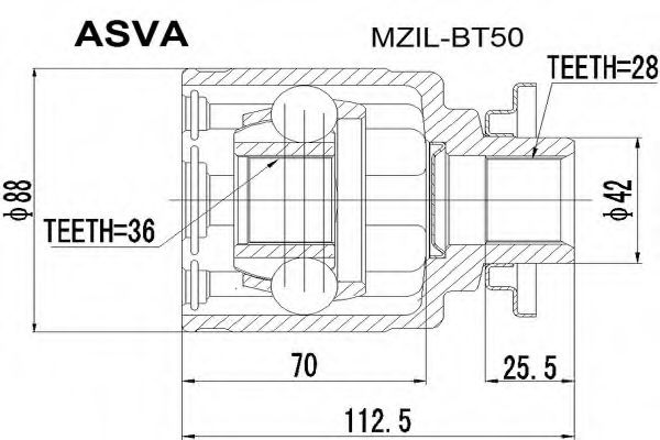 Шарнирный комплект, приводной вал ASVA MZIL-BT50