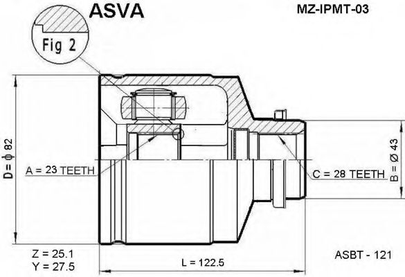 Шарнирный комплект, приводной вал ASVA MZ-IPMT-03