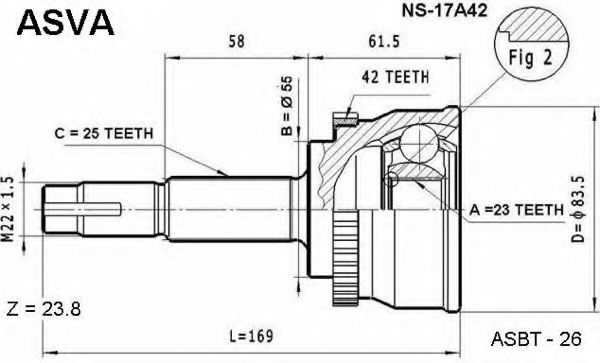 Шарнирный комплект, приводной вал ASVA NS-17A42