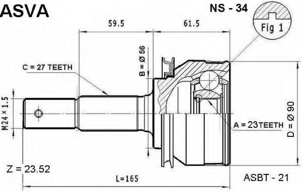 Шарнирный комплект, приводной вал ASVA NS-34