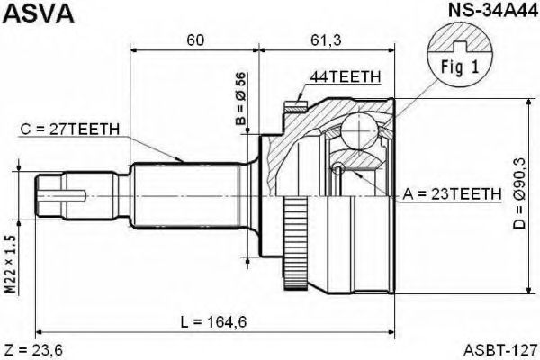 Шарнирный комплект, приводной вал ASVA NS-34A44