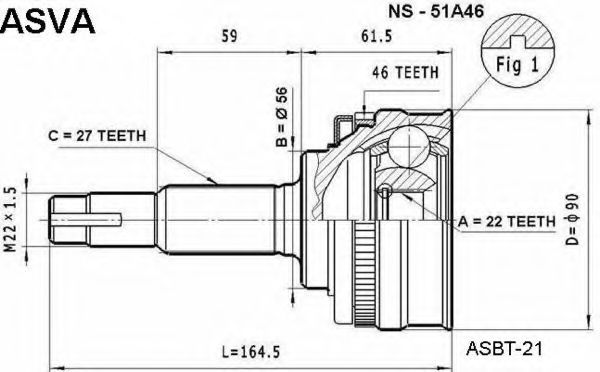 Шарнирный комплект, приводной вал ASVA NS-51A46