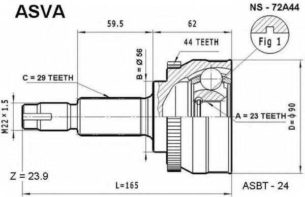 Шарнирный комплект, приводной вал ASVA NS-72A44