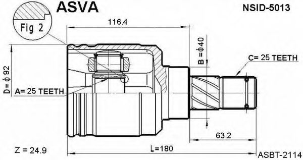 Шарнирный комплект, приводной вал ASVA NSID-5013