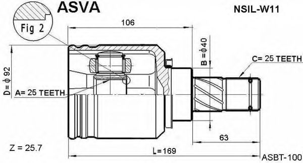 Шарнирный комплект, приводной вал ASVA NSIL-W11