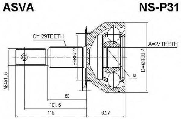 Шарнирный комплект, приводной вал ASVA NS-P31