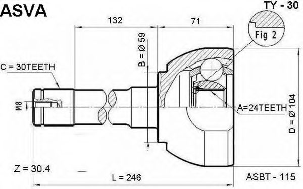 Шарнирный комплект, приводной вал ASVA TY-30