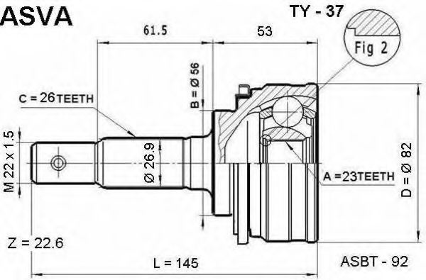 Шарнирный комплект, приводной вал ASVA TY-37