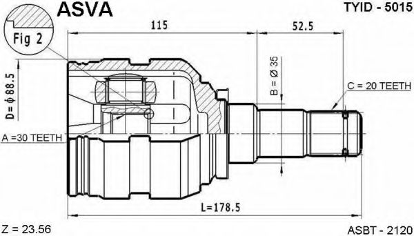 Шарнирный комплект, приводной вал ASVA TYID-5015