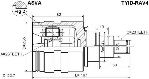 Шарнирный комплект, приводной вал ASVA TYID-RAV4