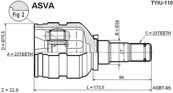 Шарнирный комплект, приводной вал ASVA TYIU-110