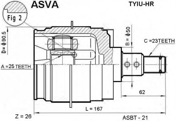 Шарнирный комплект, приводной вал ASVA TYIU-HR