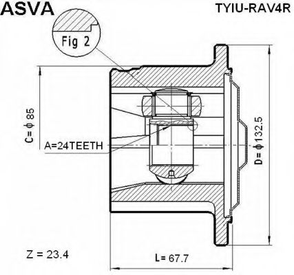 Шарнирный комплект, приводной вал ASVA TYIU-RAV4R