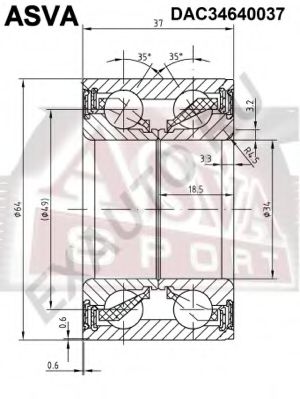 Подшипник ступицы колеса ASVA DAC34640037