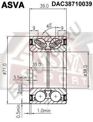 Подшипник ступицы колеса ASVA DAC38710039