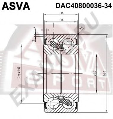 Подшипник ступицы колеса ASVA DAC40800036-34