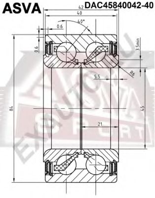 Подшипник ступицы колеса ASVA DAC45840042-40