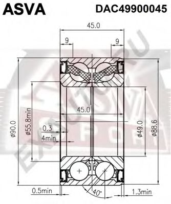 Подшипник ступицы колеса ASVA DAC49900045